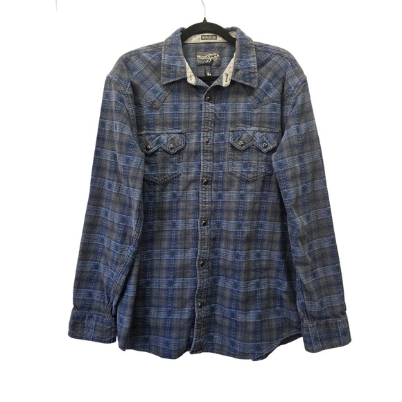 Moonshine Spirit Other - Moonshine Spirit Brad Paisley Mens Blue Plaid Western Snap Shirt Large